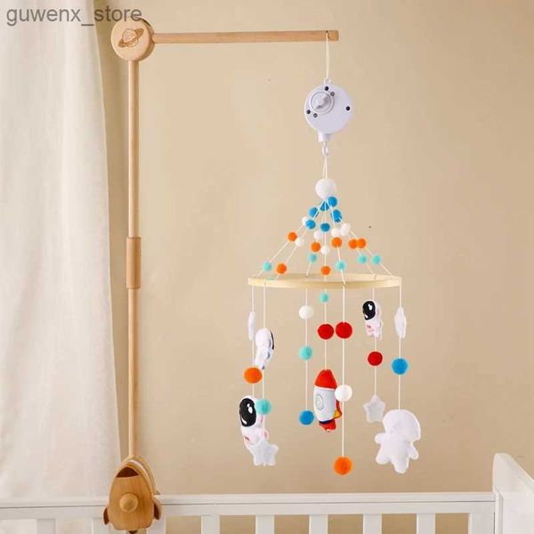 Mobiles # 0-12 mois Baby Racet Wooden Rocket Sky Set Mobile New-Born Music Board Bell Hangage Toys Holder Bracket Infant Boy Boy Toys Y240415Y240417HTIH