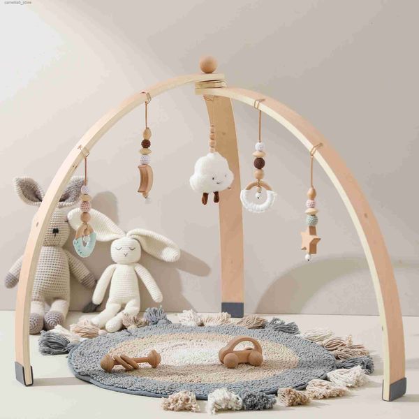 Mobiles # 1 Set Support de fitness en bois Décorations de chambre d'enfants Bébé Jouer Gym Activité Pendentifs Cintre en bois Mobile Berceau Nouveau-né Cadeau Q231017