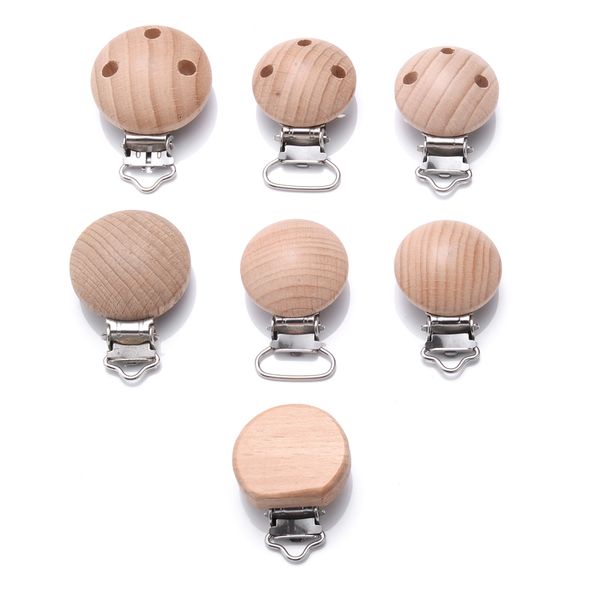 Mobiles # 10pcs hêtre en bois attache-sucette bébé anneau de dentition sucette fermoir en métal accessoires de soins infirmiers à mâcher dentition bricolage chaînes factices 230607