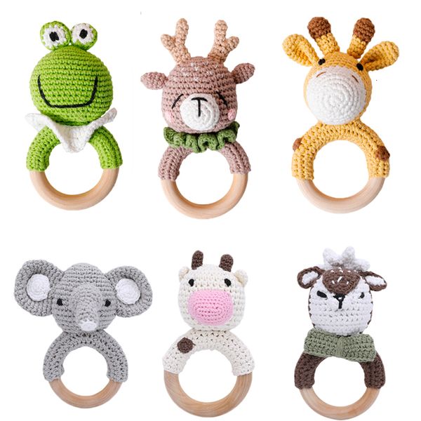 Móviles n. ° 1, sonajeros para bebés, juguetes de cartón, anillos de madera de ganchillo de animales, manualidades DIY, Amigurumi de dentición para cuna, juguete colgante 230607