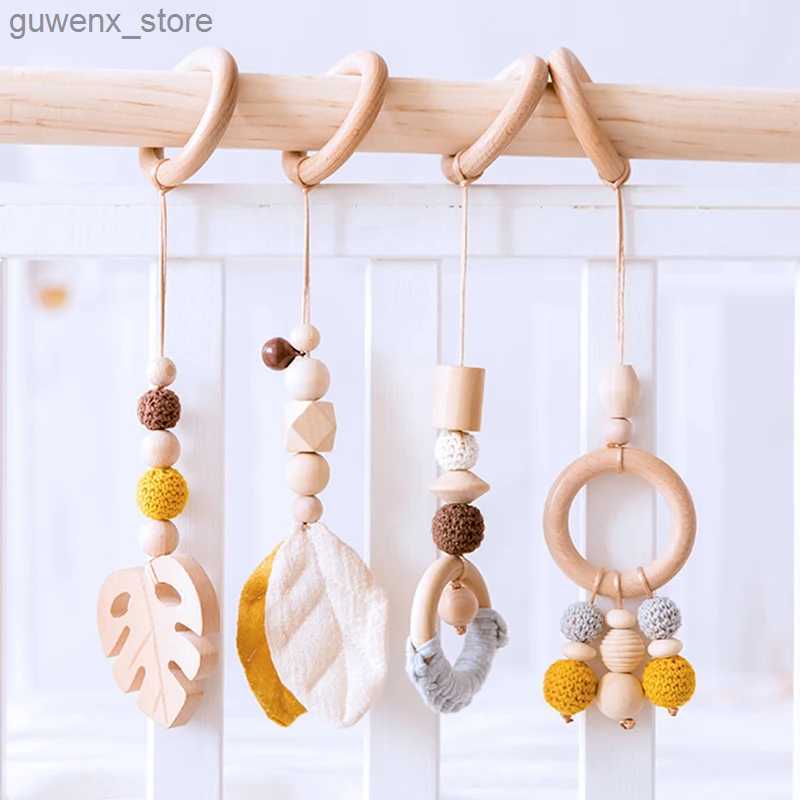 Mobiles# 1Pc Baby Wooden Teethers Baby Gym Play Wooden Star Nordic Style BPA Free Beech Ring Rattle Newborn Educational Musical Toy Gifts Y240412