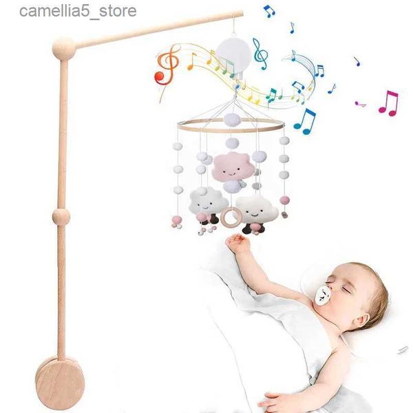 Móviles # 1 Juego de sonajeros móviles para cama de bebé, juguetes para 0-12 meses de madera en la caja de música para recién nacidos, artículos colgantes Q231018