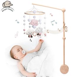 1 Juego de campanas de cama de madera de dibujos animados para niños, soporte de sonajeros de montaje, juguetes para bebés nacidos, accesorios de campana móvil para cuna infantil 220829