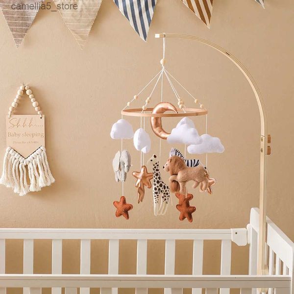 Mobiles # Baby Bed Bell Hanging Toy 0-12 mois Boîte de musique mobile en bois nouveau-né Root Honter du support de berceau accessoires pour nourrissons Q231016