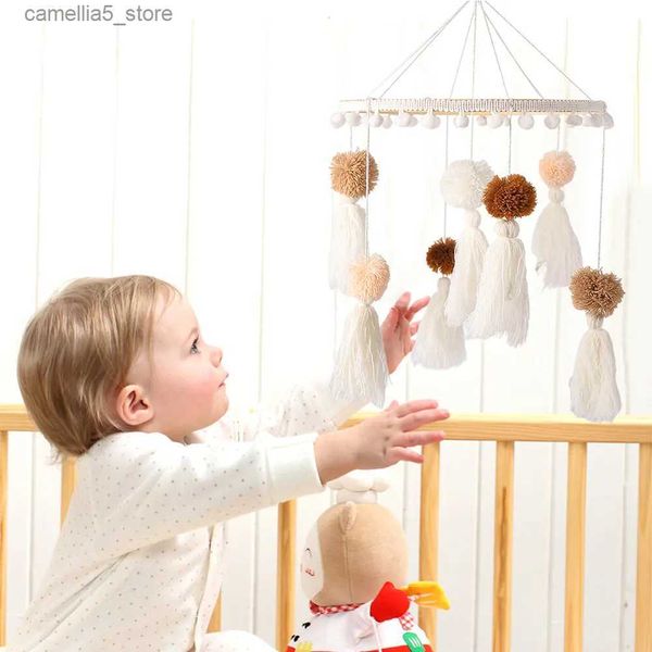 Mobiles# Bébé lit hochet nouveau-né berceau Mobile hochet perles lit cloche rotatif vent carillon pépinière décor enfants chambre suspendus décorations Q231017