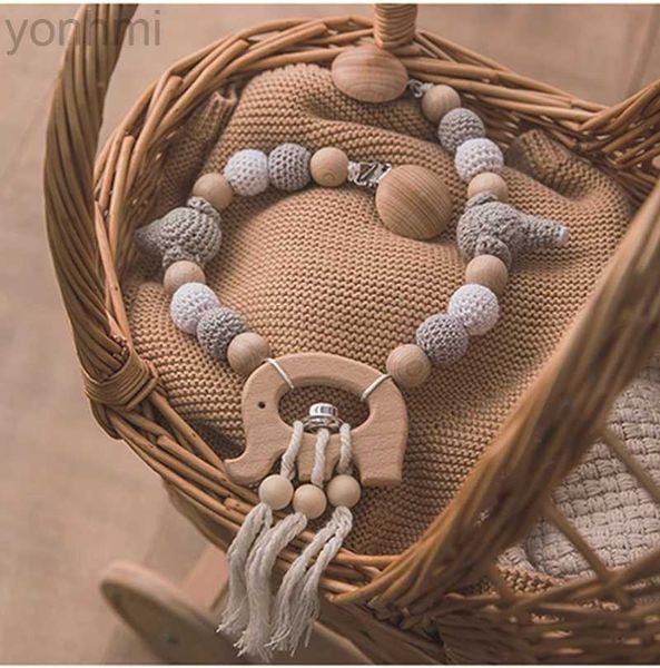 Mobiles # Baby Cart Chain Cartoon Elephant Pendant Crochet Beads Brib Mobile Pousquette Rattre en bois Toys Baby Gym destandingtoy Gift D240426