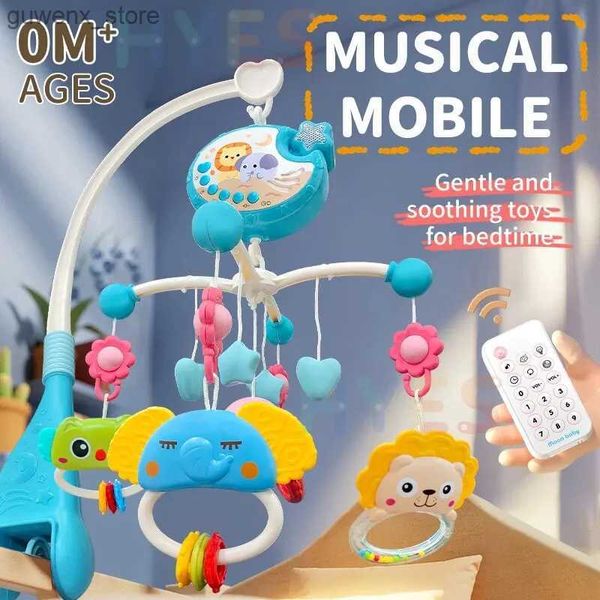 Mobiles # Baby Crib Bell Toy Hanging Project Remote Control Musique rotative pour apaiser les émotions agitées Baby Gift Toys Y240412