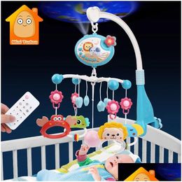 Mobiles Baby Crib Mobiel rammelaar speelgoed voor 012 maanden baby roterende muzikale projector nachtlichtbed Bell Educatief Geboren geschenk 231017 otxju