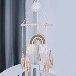 Mobiles # Babybedje Mobiele rammelaar Speelgoed Handgemaakte Boho Rainbow Star Tapestry Bed Bell Wind Chime Rammelaars geboren Kids Kinderkamer Slaapkamer Decor 231016