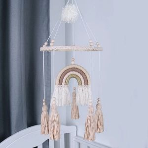 Mobiles Lit bébé Mobile hochet jouets faits à la main Boho arc-en-ciel étoile tapisserie lit cloche carillon éolien hochets nés enfants pépinière chambre décor 231017