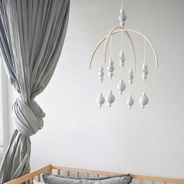 Mobiles Lit bébé Carillons éoliens Perles en bois Lit au plafond Cloches suspendues Enfants Chambre de bébé Décorations Filles nées Jouets Cadeaux 230411