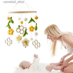 Mobiles # bébé berceaux hochet jouets 0-12 mois en bois Mobile nouveau-né abeille forme animale lit cloche support suspendu Q231017