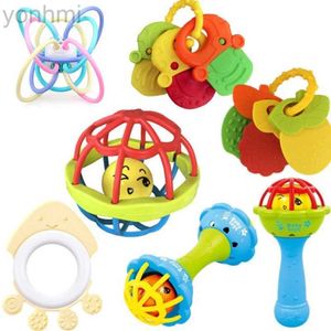 Mobiles # Baby Hand Trep Ball Rattles Fitness Fitness Soft Rubber Hand Rattles Fish String Teether Infant 0-1 ans Toys Education D240426