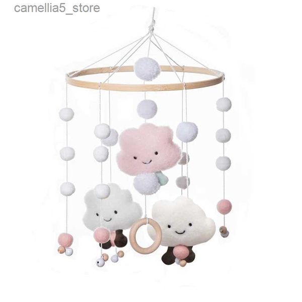 Mobiles # bébé hochet lit cloche Mobile perles en bois carillons éoliens chambre lit suspendu décor tente décor photographie accessoires laine boules décorations Q231017