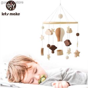 MOBILES# Baby Rattle Toy 0-12 Maand pasgeboren houten mobiele muziekbox Cartoon Hot Air Ballon Bed Bell Hanging speelgoedhouder Infant Crib Geschenken Y240415Y240417BTZX