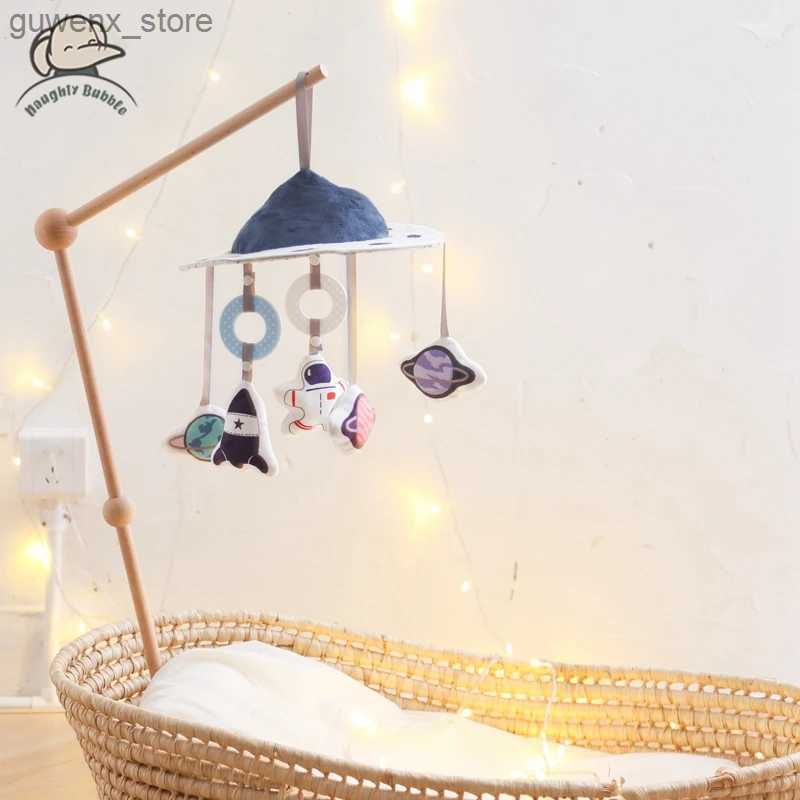 Mobiles# Baby Rattle Toy 0-12 Months Felt Wooden Mobile Newborn Music Box Crochet Bed Bell Hanging Toys Holder Bracket Infant Crib Toy Y240415Y240417G6Y8