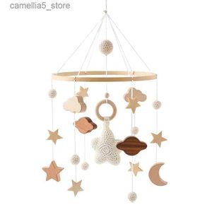 Mobiles# Baby Rammelaar Speelgoed 0-12 Maanden Houten Mobiel Op Het Bed Pasgeboren Muziekdoos Bed Bel Hangend Speelgoed Houder Beugel Babybedje Jongen Speelgoed Q231017