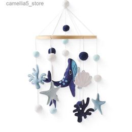 Mobiles# Baby Rammelaar Speelgoed Walvis Mobiel Oceaan Vilten Bel Houten Pasgeboren Hangend Speelgoed 0-12 Maand Bed Bel Houder Beugel Babybedje Speelgoed Cadeau Q231017