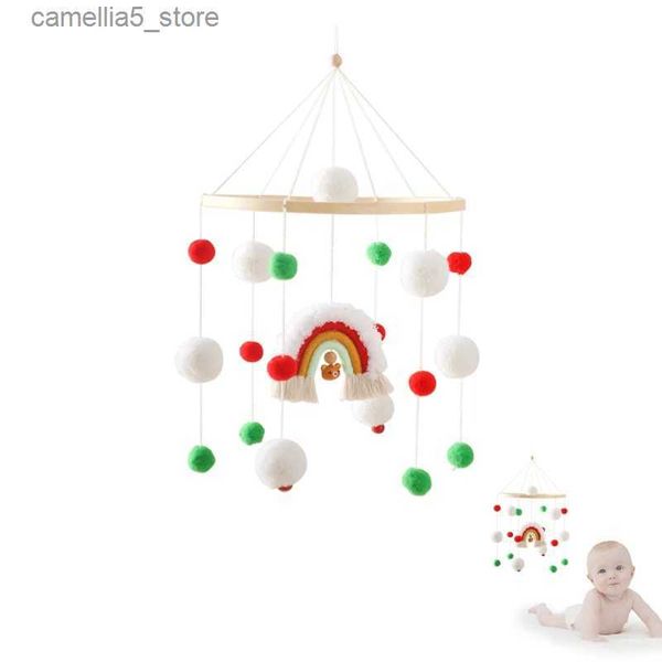 Mobiles # Bébé Hochet Jouets En Bois Mobile Nouveau-Né Doux Feutre De Noël Arc-En-Crochet Lit Cloche Suspendus Jouets Support Support Bébé Berceau Jouets Q231017