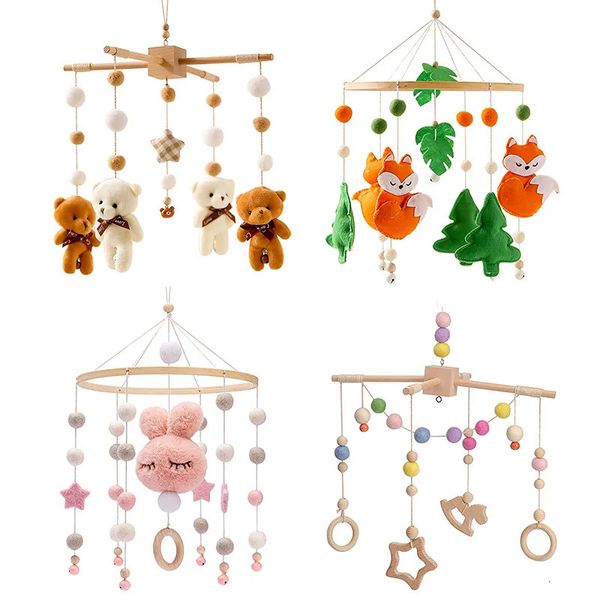 Mobiles bébé hochets berceau jouet lapin ours pendentif Animal lit cloche rotatif musique pour lits Projection infantile cadeau 231017