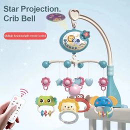 Mobiles Baby Afstandsbediening Bedbel Kan Vaste Rammelaar 360 Graden Roterende Cartoon Hanger Projectie Met Muziekdoos Entertainment 231215