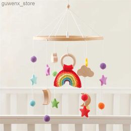 Mobiles# Baby Soothing Bedbell Roterende haak Regenboog hanger Wind Chime Toys Baby Slapen Bedhead Ring Bed Bur Toy Baby Baby Cadeau Y240412