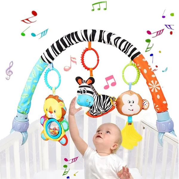 Mobiles bébé poussette arc jouets siège de voiture videur barre mobile couffin réglable suspendu ajustement lit de berceau chaise d'alimentation pour né 231211