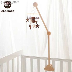 Mobielen# Baby houten bed bell beugel mobiel hangende rammelaars speelgoedhanger 0-12 maanden baby wieg mobiel speelgoed houder armbeugel baby geschenken y240412y240417vq50