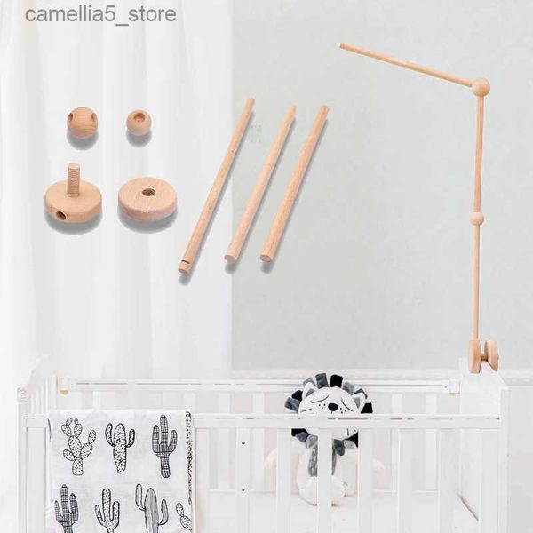 Mobiles # bébé lit en bois cloche support Mobile suspendus hochets jouets cintre berceau support en bois Q231017