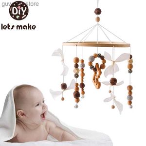 Mobiles # bébé lit en bois cloche dessin animé pendentif suspension suspendue hochet de jouet hochet berceau lit mobile lit cloche en bois porte-armoir bras