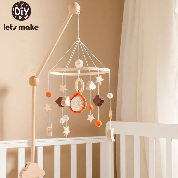 Mobiles bébé lit en bois cloche Crochet tournesol Mobile suspendus hochets jouet cintre berceau bois support bras support enfant cadeaux 231017