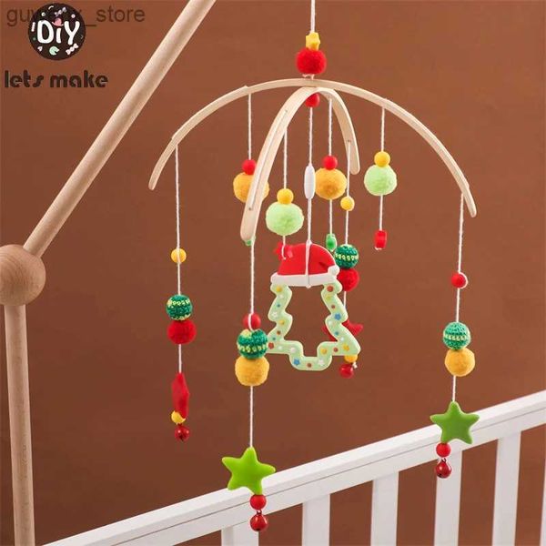 Móviles# baby madera de madera cama móvil son ruidos colgantes de juguete serie navidad esponjosa decoración de cuna de viento regalos de bebé y240412