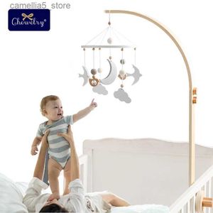 Mobiles # Bébé en bois mobile hochets jouets cloche ensemble 0-12 mois nouveau-né berceau lit cloche musicale enfant en bas âge hochets pour lits enfants cadeau pour bébé Q231017