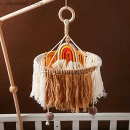 Mobiles # Boho Style berceau bébé mobile hochets jouets macramé arc-en-ciel lit cloche boîte à musique 0-12 mois nouveau-né pépinière décoration bébé jouets Q231017