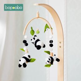 Mobiles born Panda Bamboe Blad Bed Bel Speelgoed 012 Maanden voor Babybedje Hout Mobiel Peuter Carrousel Wieg Kind Muzikaal Speelgoed Cadeau 231017