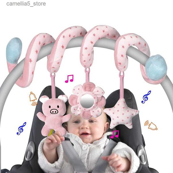 Móviles # Asiento de coche Bebé infantil Actividad en espiral Juguetes colgantes Cochecito Bar Cuna Moisés Móvil con espejo BB Squeaker y sonajeros Q231017