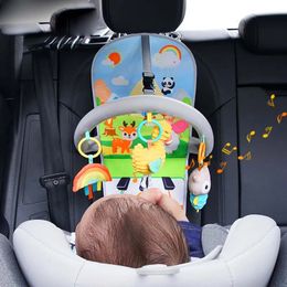 Móviles Asiento de coche Juguetes para bebé Pedal Piano Actividad ajustable Arco con música Espejo colgante Squeaky Sensory Soft 231016