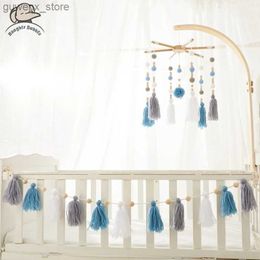Mobielen# Crib Bell Set 0-12 maanden Baby Comfort Toy Wooden Crib Bell Tassel BEDBEL MURE HAND SET BABY MUZIEK BEDBEL TOETS BABY TOETE Y240415Y240417Z4ZG