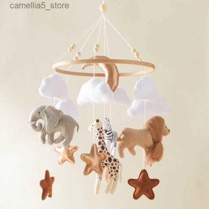Mobiles# Crib Mobile Bed Bell Wooden Baby Rattles Soft Felt Cartoon Animal Bed Bell Newborn Music Box Hanging Toy Crib Bracket Baby Gifts Q231017