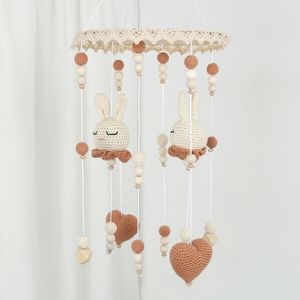 Mobiles # Crochet fait à la main bébé hochet jouets tricoté lapin né berceau Mobile hochet musique lit cloche suspendus jouet vent carillon bébé chambre décor 230919