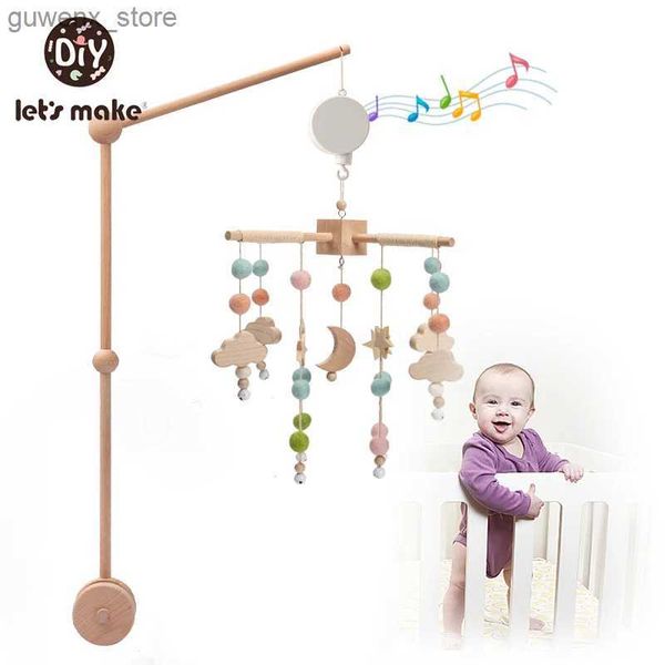 Móviles# Vamos a hacer 3pcs/set Baby Battle Toy Fluff Ball Music Music Box Bed Bell Star Moon Bed Chimes colgantes de viento Soporte móvil Y240412Y240417HWD6