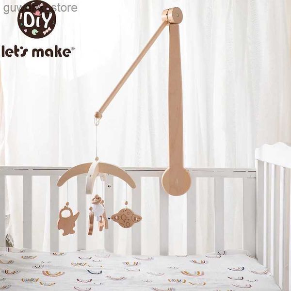 Mobiles # Lets faire du lit en bois Bell Bell à 360 degrés Bracket rotatif mobile suspendu rattles Toys Hanger bébé berceau mobile lit de cloche y240412