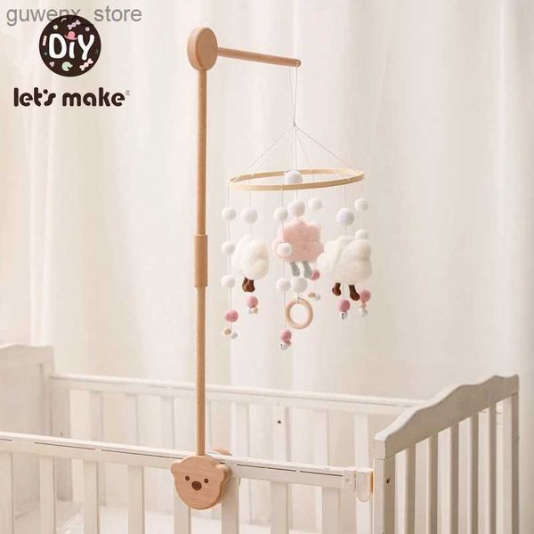 Mobiles # Lets faire bébé en bois petit ours lit de cloche de cloche mobile suspension hochet de jouet bébé berceau mobile lit cloche en bois de jouet en bois y240412