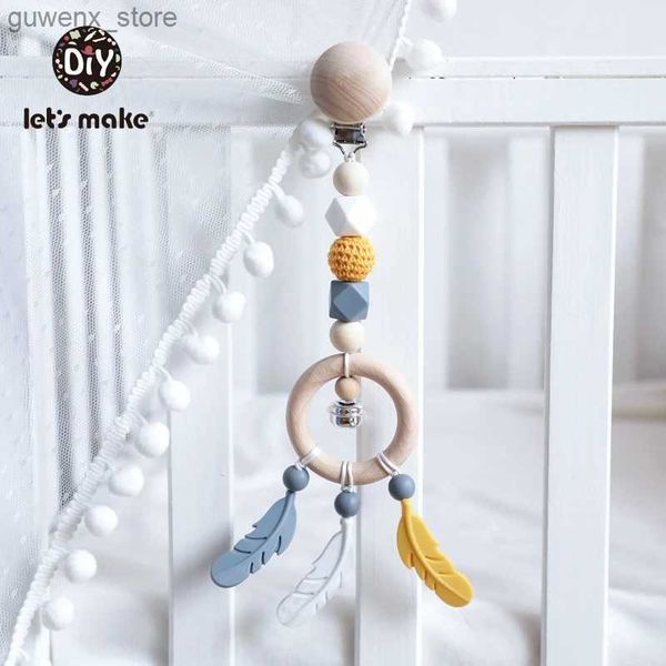 Mobiles# Vamos a hacer juguetes para niños móviles en la cama Cuna musical 1pc Feather Bell Silicone Matche de la cadena de carro nacido Anillo de bebé Y240412Y240417Skp2