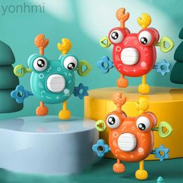 Mobiles# Montessori Baby Toy Crab Hand Finger Press Pull Toy Developmental Sensory Toys 0-12 maanden Tanden voor Baby Rattle Toy D240426
