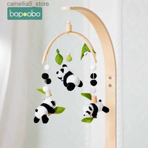 Móviles # Recién nacido Panda Hoja de bambú Cama Campana Juguetes 0-12 meses para bebé Cuna Cama Campana de madera Móvil Niño Carrusel Cuna Niño Juguete musical Regalo Q231017