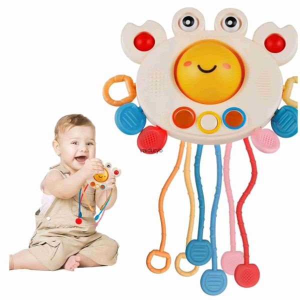 Mobiles# Jouets Montessori Premium pour bébés de 6 à 12 mois - Jouet interactif à corde à tirer en forme de crabe Développement sensoriel de la motricité fine Perfvaiduryb