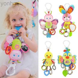 Mobiles# Soft Animal Handbells Ratels Butterfly Rabbit Duck Plush Infant Baby Development Handschakel Toys Hot Selling with TEETHER Baby Toy D240426