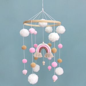 Mobiles vent carillon pendentif coton lapin pendentif lit cloche rotation musique hochets pour lits de bébé projection infantile jouets en bois 230411