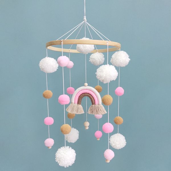 Mobiles vent carillon pendentif coton lapin pendentif lit cloche rotation musique hochets pour lits de bébé projection infantile jouets en bois 230411